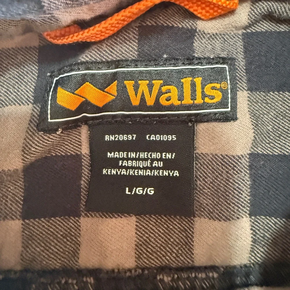 Walls Black Tan Buffalo Plaid Stretch Flannel Button Up Shirt Size L